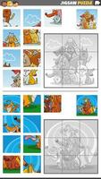 Puzzle Puzzle Spiel einstellen mit Karikatur Hunde Zeichen vektor