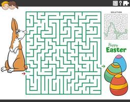 Matze mit Karikatur Ostern Hase und Ostern Eier vektor