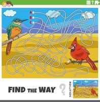 hitta de sätt labyrint spel med tecknad serie fåglar tecken