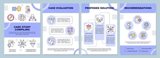 fall studie sammanställer lila broschyr mall. analyser. folder design med linjär ikoner. redigerbar 4 vektor layouter för presentation, årlig rapporter