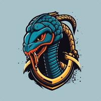 süß König Kobra Vektor Logo Symbol Sport Maskottchen eben Illustration