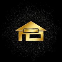 hus silhuett guld, ikon. vektor illustration av gyllene partikel på guld vektor bakgrund