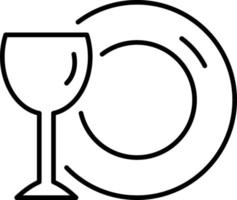 Geschirr, Teller, Glas Vektor Symbol auf transparent Hintergrund. Gliederung Geschirr, Teller, Glas Vektor Symbol