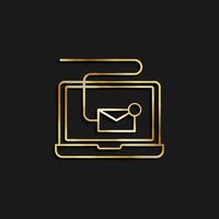 digital, e-post, marknadsföring guld ikon. vektor illustration av gyllene ikon på mörk bakgrund