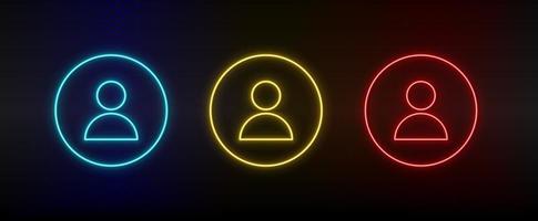 neon ikon uppsättning avatar, profil. uppsättning av röd, blå, gul neon vektor ikon på mörk transparent bakgrund