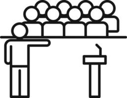 Konventionen, treffen, Menschen, Symbol. Marketing Vektor Symbol. dünn Linie Symbol zum Webseite Design und Infografik auf Weiß Hintergrund