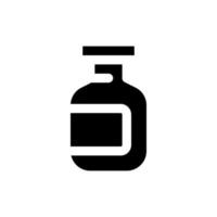 Medikation Flasche schwarz Glyphe ui Symbol. Droge Paket. Flüssigkeit Abhilfe und Tablets. Benutzer Schnittstelle Design. Silhouette Symbol auf Weiß Raum. solide Piktogramm zum Netz, Handy, Mobiltelefon. isoliert Vektor Illustration