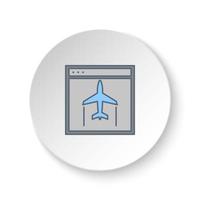 runda knapp för webb ikon, webbplats, flygplan. knapp baner runda, bricka gränssnitt för Ansökan illustration på vit bakgrund vektor