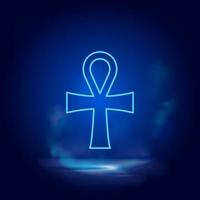 ankh symbol neon ikon. blå rök effekt blå bakgrund vektor