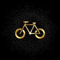 Fahrrad Gold, Symbol. Vektor Illustration von golden Partikel auf Gold Vektor Hintergrund