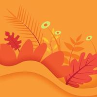 Herbst Blätter Papier Schnitt Stil Hintergrund Vektor Illustration
