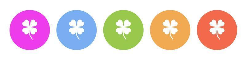 multi farbig eben Symbole auf runden Hintergründe. Kleeblatt, Blatt, 4 Mehrfarbig Kreis Vektor Symbol auf Weiß Hintergrund