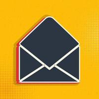 Email Pop Kunst, retro Symbol. Vektor Illustration von Pop Kunst Stil auf retro Hintergrund