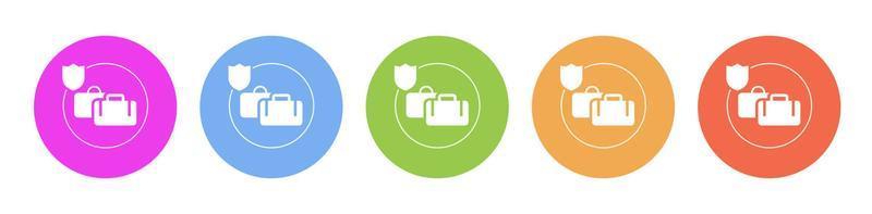 multi farbig eben Symbole auf runden Hintergründe. reisen, Versicherung, Taschen Mehrfarbig Kreis Vektor Symbol auf Weiß Hintergrund