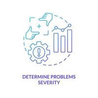 identifizieren Probleme Schwere Blau Gradient Konzept Symbol. beurteilen Benutzerfreundlichkeit Mängel. bewerten Produkt Bedingung abstrakt Idee dünn Linie Illustration. isoliert Gliederung Zeichnung vektor