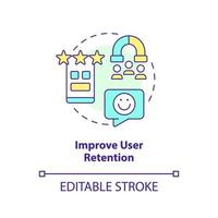 verbessern Benutzer Retention Konzept Symbol. Vorteil von mit Vertrautheit im ux Design abstrakt Idee dünn Linie Illustration. isoliert Gliederung Zeichnung. editierbar Schlaganfall vektor