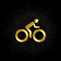 Fahrrad, Mann Gold, Symbol. Vektor Illustration von golden Partikel auf Gold Vektor Hintergrund
