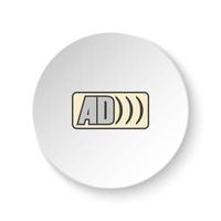 runda knapp för webb ikon, ad logotyp. knapp baner runda, bricka gränssnitt för Ansökan illustration på vit bakgrund vektor