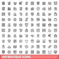 100 Boutique Symbole Satz, Gliederung Stil vektor