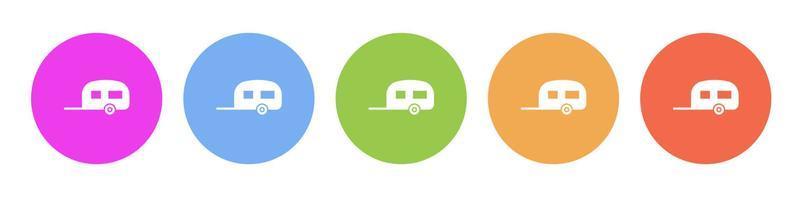 mång färgad platt ikoner på runda bakgrunder. husvagn Flerfärgad cirkel vektor ikon på vit bakgrund