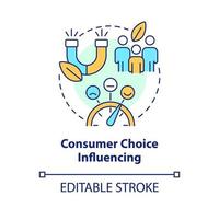 konsument val påverkar begrepp ikon. miljömedvetna kunder. grön företag abstrakt aning tunn linje illustration. isolerat översikt teckning. redigerbar stroke vektor