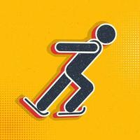 is skridskoåkning idrottare pop- konst, retro ikon. vektor illustration av pop- konst stil på retro bakgrund