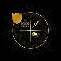 Hem, försäkring, naturlig, katastrof, väder guld ikon. vektor illustration av gyllene partikel bakgrund. guld vektor ikon