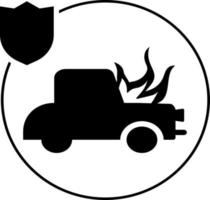 Auto, Versicherung, Feuer Symbol Illustration isoliert Vektor Zeichen Symbol - - Versicherung Symbol Vektor schwarz - - Vektor auf Weiß Hintergrund