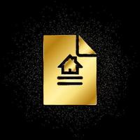 heim, Haus, Versicherung, Politik Gold, Symbol. Vektor Illustration von golden Partikel Hintergrund . Vektor Gold Hintergrund