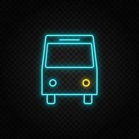 Bus. Blau und Gelb Neon- Vektor Symbol. transparent Hintergrund.