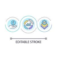 data analys slinga begrepp ikon. statistisk forskning. företag information förvaltning abstrakt aning tunn linje illustration. isolerat översikt teckning. redigerbar stroke vektor