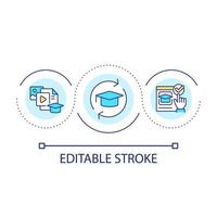 studie material slinga begrepp ikon. pedagogisk innehåll. plattform för inlärning. uppkopplad utbildning abstrakt aning tunn linje illustration. isolerat översikt teckning. redigerbar stroke vektor