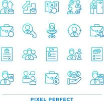 Einstellung Pixel perfekt Gradient linear Vektor Symbole Satz. Rekrutierung Verfahren. Unternehmen Mitarbeiter. anwenden zum Position. dünn Linie Kontur Symbol Designs bündeln. isoliert Gliederung Abbildungen Sammlung
