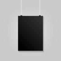 realistisk vertikal svart affisch hängande mockup vektor