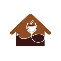 gesundes Kaffee-Vektor-Logo-Design. Arzt-Stethoskop mit Kaffeetasse-Logo-Design. vektor