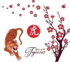 frohes chinesisches neues jahr 2022 - jahr des tigers. Mond Neujahr Banner Design-Vorlage. vektor