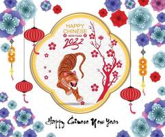 frohes chinesisches neues jahr 2022 - jahr des tigers. Mond Neujahr Banner Design-Vorlage. vektor