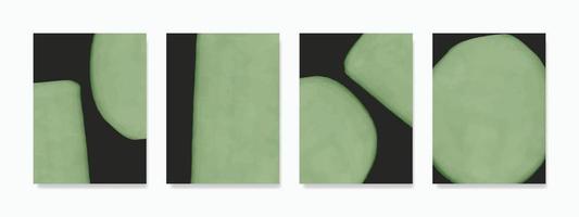 schön Hand gemalt minimalistisch Mauer Kunst. Grün Platz und runden Formen vereinbart worden im ein proportional Komposition auf dunkel Hintergrund. Design zum Mauer Dekoration, Postkarten, Flyer. vektor