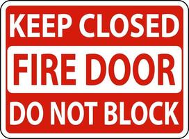 ha kvar stängd do inte blockera brand dörr tecken vektor