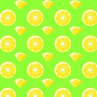 Zitrone geschnitten nahtlos Muster auf Neon- Grün Hintergrund. zum Poster, Logos, Etiketten, Banner, Aufkleber, Produkt Verpackung Design, usw. Vektor Illustration