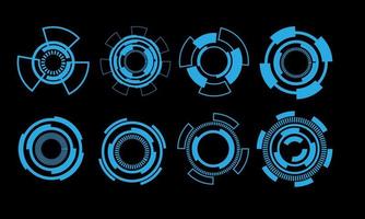 einstellen von hud Kreis modern Benutzer Schnittstelle Elemente Design Technologie Cyber Blau auf schwarz futuristisch Vektor