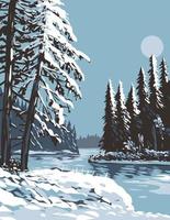 See waskesiu im Prinz albert National Park während Winter im saskatchewan Kanada wpa Poster Kunst vektor