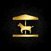 häst, karusell guld, ikon. vektor illustration av gyllene partikel på guld vektor bakgrund