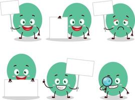 Grün Ballon Karikatur Charakter bringen Information Tafel vektor