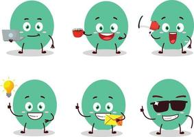 Grün Ballon Karikatur Charakter mit verschiedene Typen von Geschäft Emoticons vektor