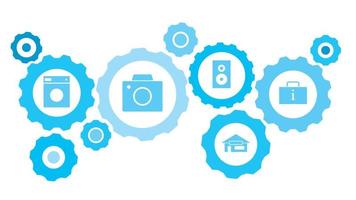 Gepäck Information Ausrüstung Blau Symbol Satz. abstrakt Hintergrund mit in Verbindung gebracht Getriebe und Symbole zum Logistik, Service, Versand, Verteilung, Transport, Markt, kommunizieren Konzepte vektor