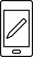 Linie Vektor Symbol Telefon, bearbeiten, Bleistift. Gliederung Vektor Symbol auf Weiß Hintergrund