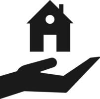 Hand, Haus, Versicherung, Schutz Symbol - - Vektor. Versicherung Konzept Vektor Illustration. auf Weiß Hintergrund