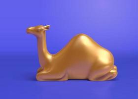 3d Illustration von Sitzung Metall Kamel. Tier Spielzeug isoliert auf Blau Hintergrund, geeignet zum Wüste Tourismus oder Arabisch Urlaub Dekoration. vektor