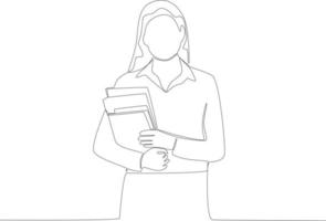 ein weiblich Lehrer halten ein Buch vektor